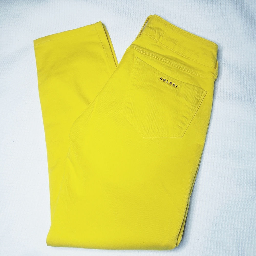 Colcci Jeanswear Womens 6US Lemon Yellow Skinny Ankle Jeans Pants Made in Brazil